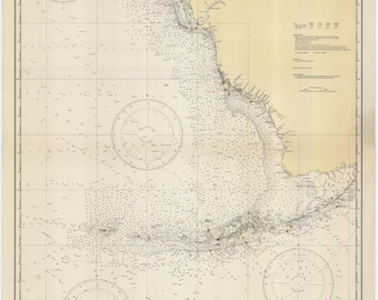Carte de La Havane à Tampa - 1928 - Impression de carte marine