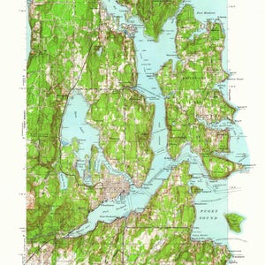 Mapa topográfico de Port Orchard, Washington, 1937 - Impresión de carta náutica