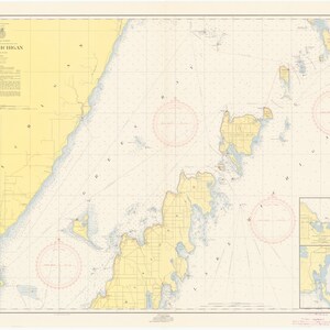 Lake Michigan Map - Chart 702 1954 - Nautical Chart Print