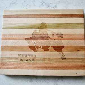 Shelter Island Karte Gravur Holz Servierbrett & Barbrett