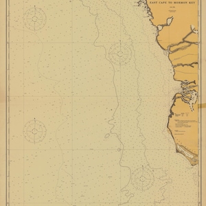 Mappa da Capo Est a Mormon Bay 1924 - Stampa Carta Nautica