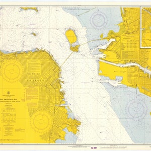 Mapa de la bahía de San Francisco: de Candlestick Point a Angel Island, 1966: impresión de cartas náuticas