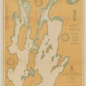 Lake Champlain Map 1917 - Nautical Chart Print