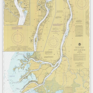 Saint Clair River Map 1984 - Nautical Chart Print