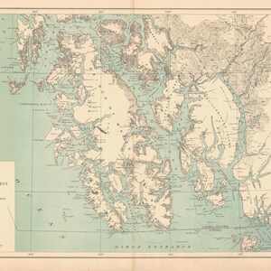 Tongass National Forest Alaska Karte 1910 - Seekarte Druck