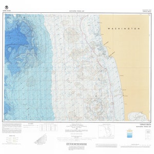 Copalis Beach Bathymetric Fishing Map - Nautical Chart Print