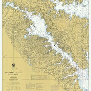 Mappa di Chesapeake Bay - Mappa del fiume Severn 1977 (ritratto) - Stampa carta nautica