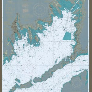 Mappa di Buzzards Bay (Colore personalizzato - Toni della terra) - Stampa carta nautica