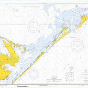 Mapa de som do núcleo e entrada de Ocracoke 1970 - Impressão de carta náutica