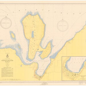 Grand Island Map - Michigan - Lake Superior 1952 - Nautical Chart Print