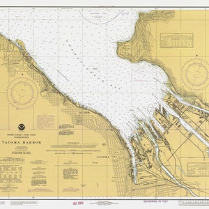 Tacoma Harbor Map 1982 - Nautical Chart Print