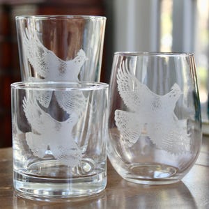 Ruffed Grouse Engraved Glasses - Grouse Hunter Gift
