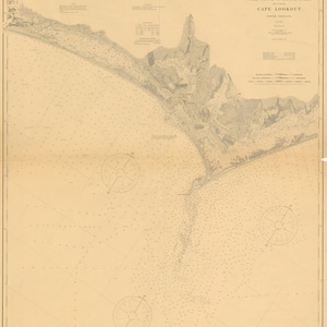 Cape Lookout - Mapa histórico de Core Sound to Bogue Inlet 1905 - Impresión de cartas náuticas