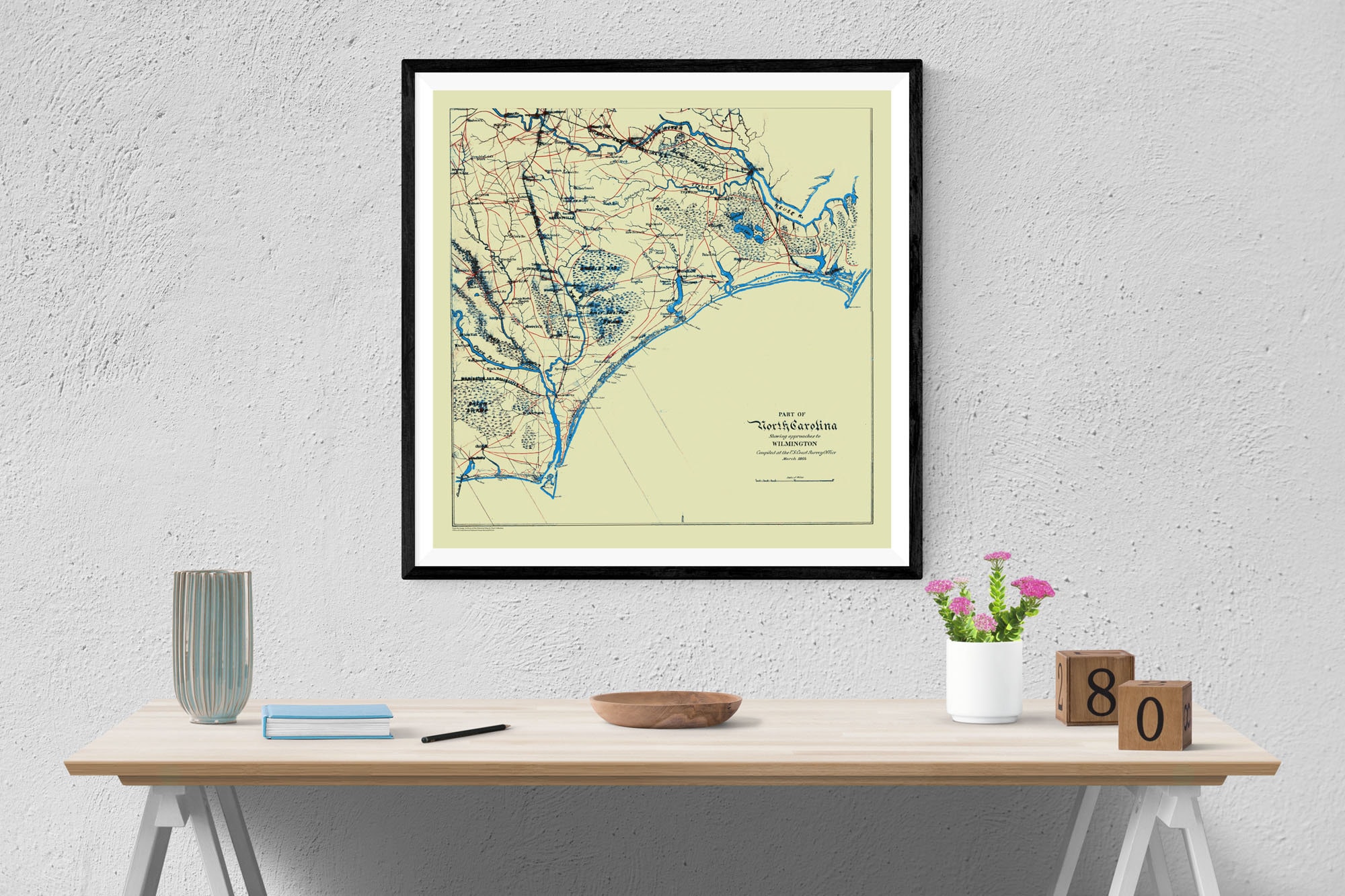 Wilmington North Carolina Map - Neuse River to Cape Fear - 1864 ...