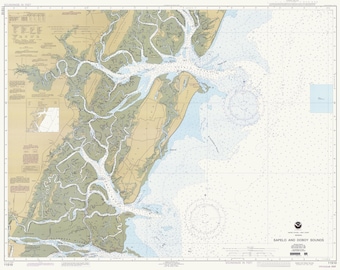 Mapa da Geórgia de Sapelo Sound e Doboy Sound, 1995 - Impressão de Carta Náutica