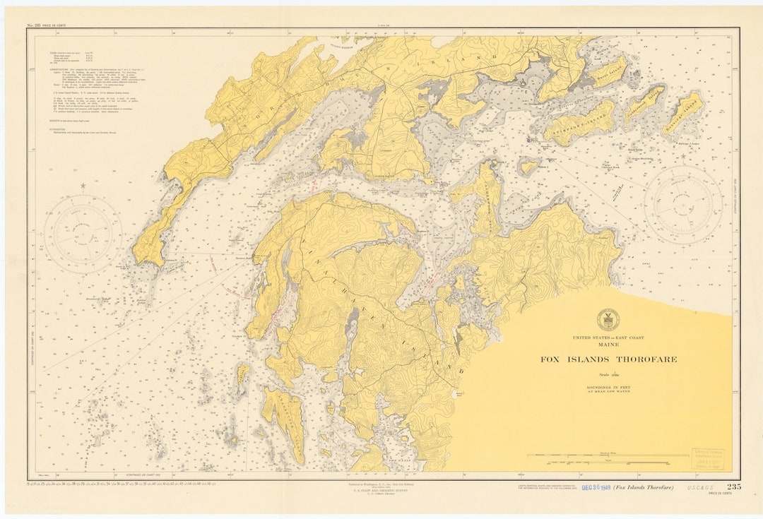 Fox Island Thorofare Map - 1949 - Nautical Chart Print - Etsy