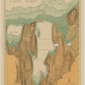 Little Sodus Bay - Lake Ontario Historische Karte 1916 - Seekarte Druck