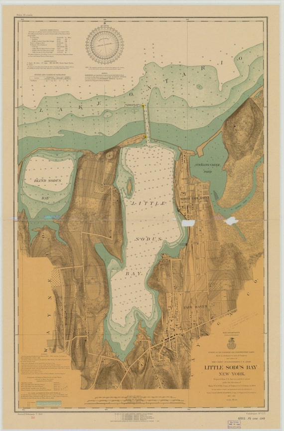 Little Sodus Bay Mapa histórico del lago Ontario 1916 Etsy España