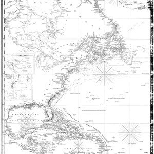 Karibik und Nordamerika Historische Karte - Seekarte Print