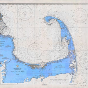 Carte Cape Cod 1933 (Bleu Vif) - Impression de carte marine