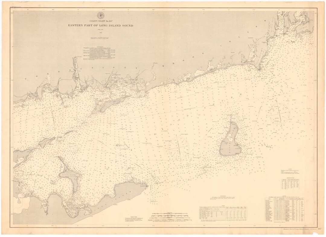 Montauk to Block Island Map 1887 Nautical Chart Print Etsy