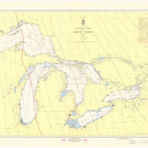 Great Lakes Map 1967 - Nautical Chart Print