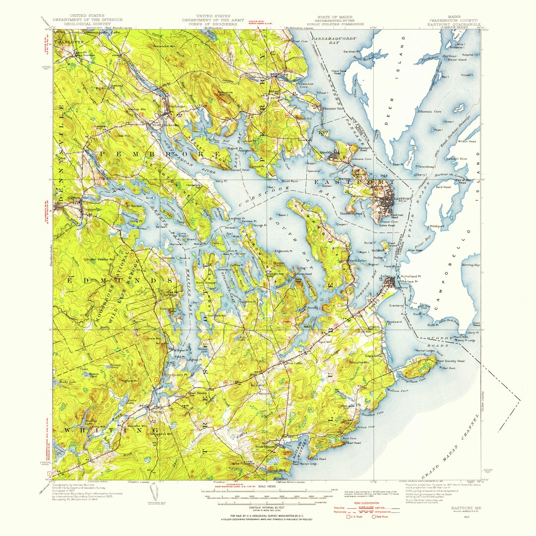 Eastport (maine) Map 1943 Nautical Chart Print Etsy