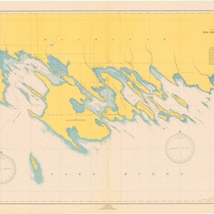 Les Cheneaux Islands - Lake Huron 1949 - Nautical Chart Print