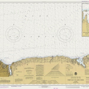 Lake Ontario - Port Bay to Long Pond Map 1981 - Seekarte Druck