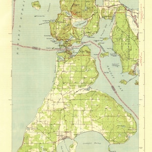 Mapa topográfico de Deception Pass 1943 - Nautical Chart Print