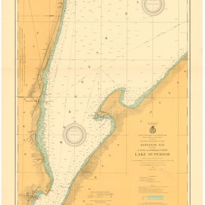 See Superior - Keweenaw Bay - Historische Karte 1924 - Seekarte Druck