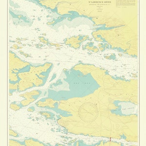 Rio São Lourenço - Ilha Bingham a Round Island - 1946 - Impressão de Carta Náutica