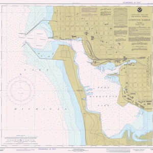 Mapa do porto de Ludington 1979 - impressão de carta náutica