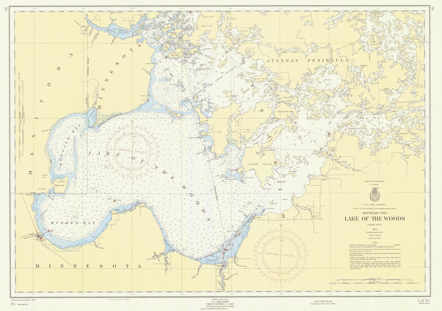 Lake Of The Woods Map Lake Of The Woods Map 1955 | Etsy Australia