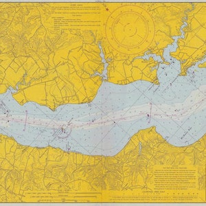 Rappahannock Fluss Karte - Chesapeake Bay 1970 - Seekarte Druck