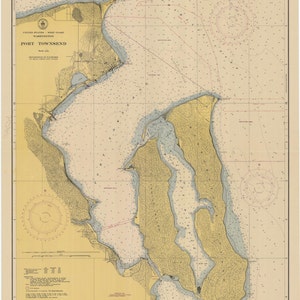 Port Townsend Karte - Washington - 1948 - Seekarte Print