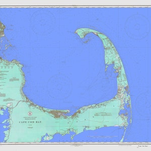 Carte de Cape Cod 1933 (Blue & Aqua) - Carte nautique Imprimer
