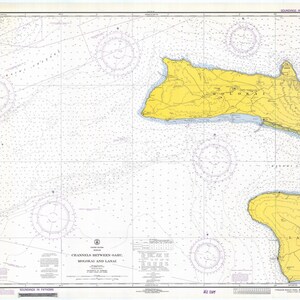 Oahu, Molokai and Lanai Map - Hawaii Channels - 1972 - Nautical Chart Print