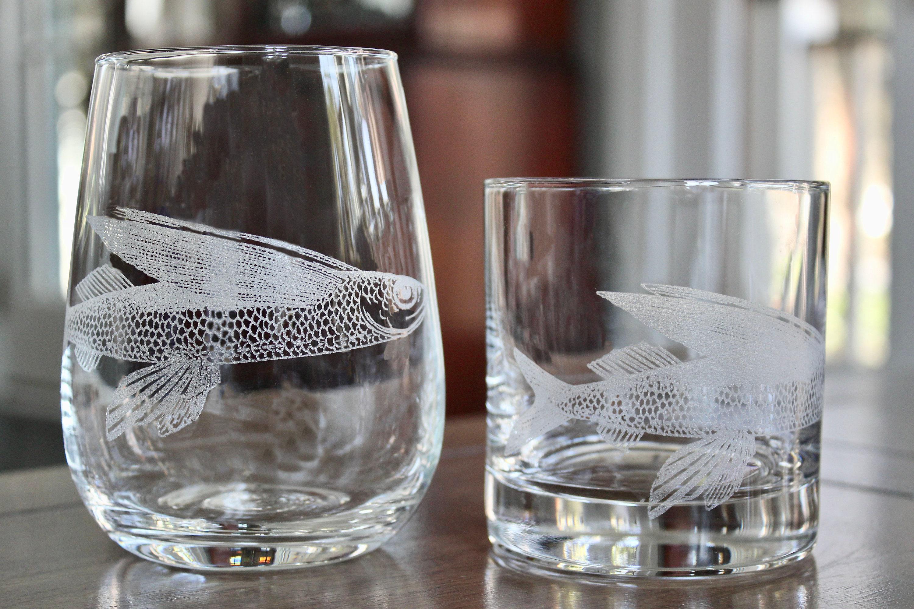 Flying Fish Laser Engraved Glasses - Ocean Gift - Etsy