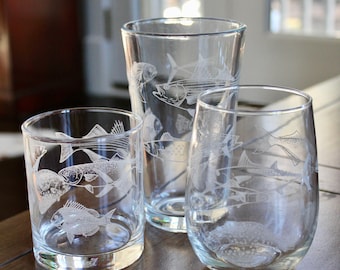 Northeast Inshore Slam Laser Engraved Glasses - Gift for Fisherman