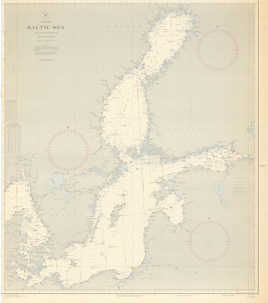 Baltic Sea Map -1940 - Nautical Chart - Paper | Canvas | Metal - Etsy