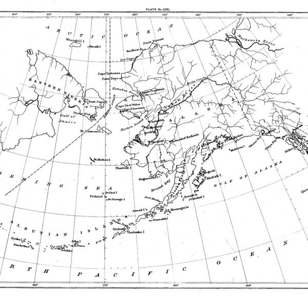 Alaska Basiskarte 1895 - Seekarte Druck