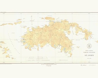 St. John Map - USVI Historical Chart 1934 (wholesale listing) - Nautical Chart Print