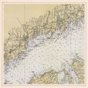 Mapa del puerto de Greenwich - Long Island Sound 1934 - Impresión de cartas náuticas
