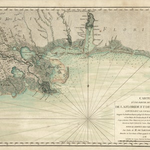 Kaart Florida en Louisiana (kleur) - 1778 - zeekaartafdruk