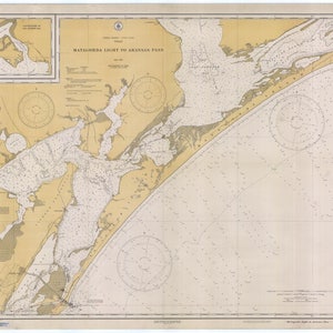 Mapa de La Luz de Matagorda al Paso de Aransas 1934 - Impresión de cartas náuticas