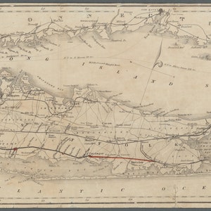 Long Island Sound South Side Rail Road Map (18" x 50") - Impresión de carta náutica