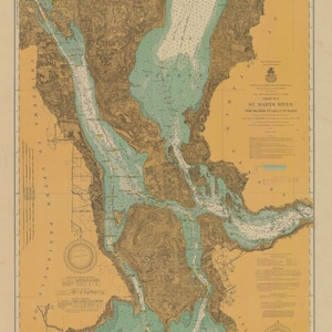 St. Marys River - Twin Islands to Sault Ste Marie - 1917 - Nautical Chart Print
