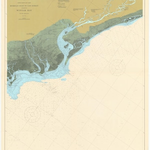 Mappa di Winyah Bay _ Murrell's Inlet a Cape Romain 1919 (colorata) - Carta nautica - Carta / Tela / Metallo
