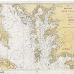 Chesapeake Bay Map 1934 - Nautical Chart Print